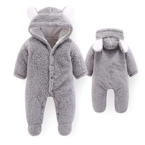 Bestgift Baby Cartoon Bär Schneeanzug Winter Mäntel Süßer Neugeborener Säugling Overall Gr. 3-6 Monate, grau von Bestgift