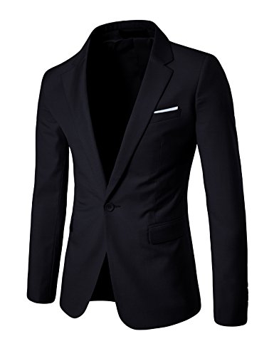 Bestgift Herren Anzug Sakko Freizeit Slim Fit Schwarz XXXXXXL von Bestgift