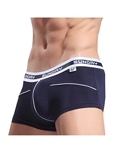 Bestgift Herren Boxershort Unterwäsche Unterhose Schlüpfer Low-Rise Boxershorts Tanga String Retroshorts Natürliche Bambusfaser Marine Blau XL von Bestgift