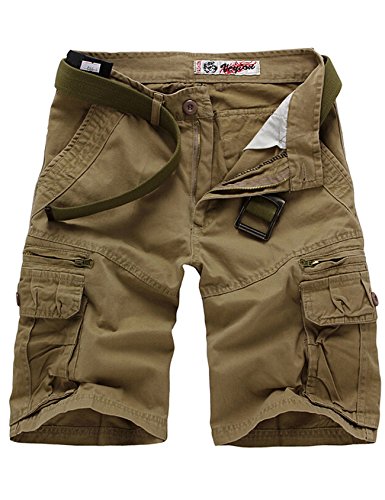 Bestgift Herren Shorts 5 Farbe 5 Größe Kurze Hose ohne Gürtel Beige XXL von Bestgift