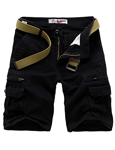 Bestgift Herren Shorts 5 Farbe 5 Größe Kurze Hose ohne Gürtel Schwarz XL von Bestgift