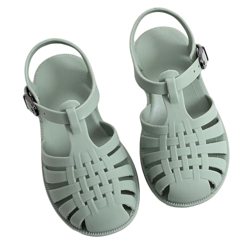 Bestgift Kinder-Sandalen mit weichem Boden, hohl, flache Schuhe für Kleinkinder, Grün, 16.5 cm von Bestgift