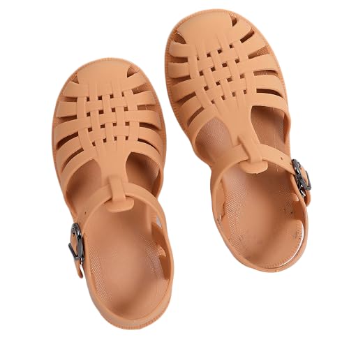 Bestgift Kinder-Sandalen mit weichem Boden, hohl, flache Schuhe für Kleinkinder, Orange, 10.5 Little Kid von Bestgift