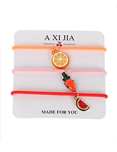 Bestgift Mädchen Kinder Elastisch Pferdeschwanzhalter Haargummi Haarseil Harrband Haarschmuck Watermelon Karotte von Bestgift