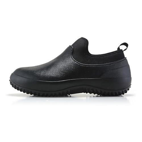 Bestgift Regenschuhe Herren und Damen Gastronomie Autowäsche Low-Top rutschfeste Arbeitsschuhe Kochschuhe, Schwarz , 42 1/3 EU von Bestgift