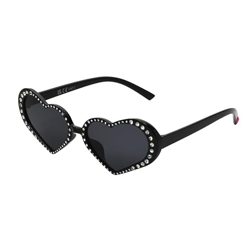 Betsey Johnson Women's Glam & Glitter Heart Sunglasses, Black, 56 mm von Betsey Johnson