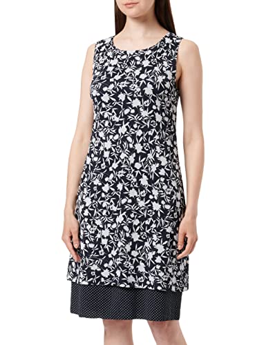 Betty Barclay Damen Jerseykleid ohne Arm Dunkelblau/Weiß,42 von Betty Barclay