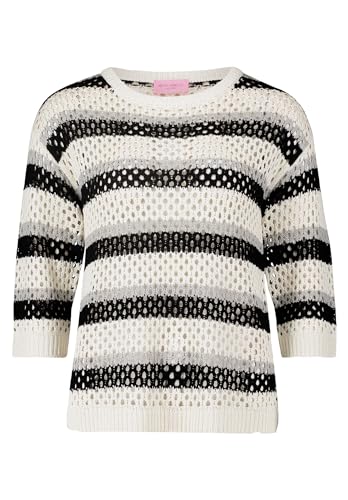 Betty Barclay Damen Grobstrick-Pullover mit Streifen Patch Beige/Black,36 von Betty Barclay