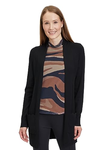 Betty Barclay Damen Longstrickjacke mit Rippenstruktur Schwarz,44 von Betty Barclay