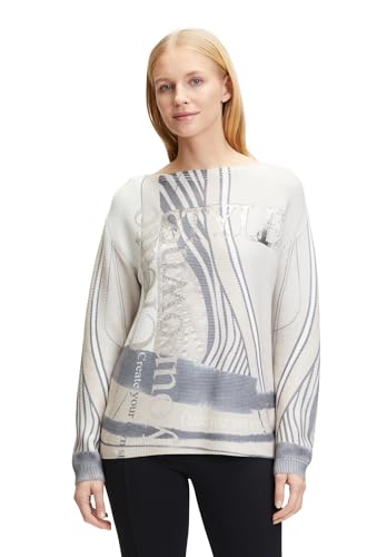 Betty Barclay Damen Strickpullover mit Print Beige/Schwarz,40 von Betty Barclay