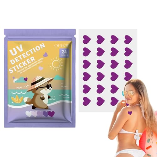 Bexdug UV-Aufkleber für Sonnenschutz, Sonnenschutz-Erinnerungsaufkleber, SPF Sensing 24 Count UV-Aufkleber, 5-Style Sun Patch Sunscreen Dots UV-Aufkleber, Sonnenschutz-Erinnerungsaufkleber für alle von Bexdug