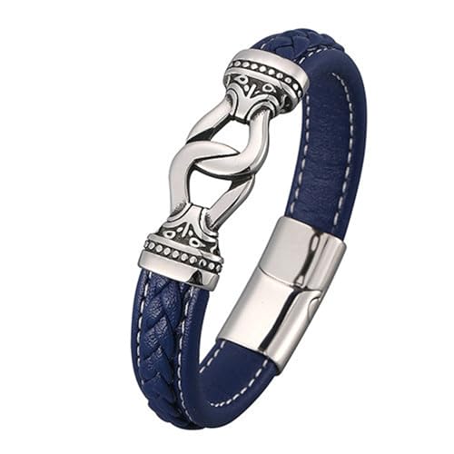 Beydodo Armbänder Leder Herren, Lederarmband 12MM Ethno Knot mit Magnetverschluss Partner Armband Personalisiert Blau 20.5CM von Beydodo