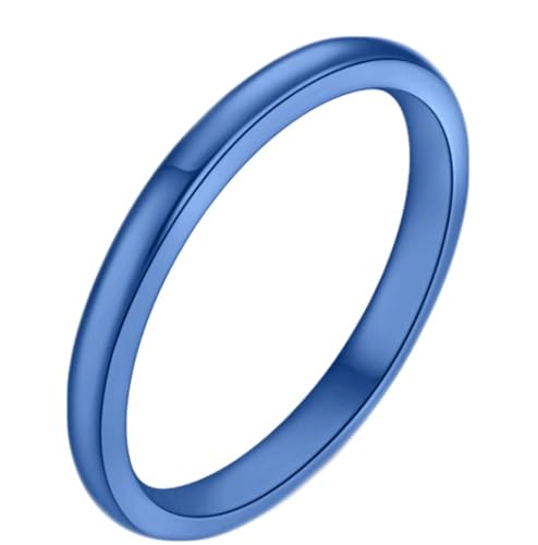 Beydodo Damen Ringe Edelstahl, Frauen Ring 2MM Schmal Bandring Freundschaftsring Ring Personalisiert Blau Gr.49 (15.6) von Beydodo