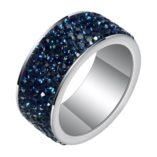 Beydodo Edelstahl Herren Ring Freundschaft, Männer Ringe 8MM Tennis mit Dunkelblau Zirkonia Partnerringe Silber Ring Personalisiert Nickelfrei Größe 60 (19.1) von Beydodo