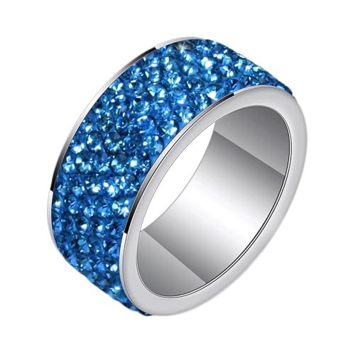 Beydodo Edelstahl Ringe Herren, Männer Ring 8MM Tennis mit Blau Zirkonia Partner Ring Personalisiert Silber Gr.65 (20.7) von Beydodo