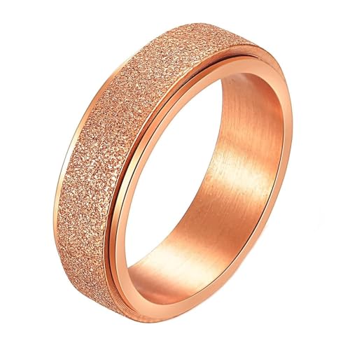 Beydodo Edelstahl Ringe Männer, Ring Personalisiert Drehbar 6MM Matt Partnerringe Herren Ring Rosegold Nickelfrei Größe 62 (19.7) von Beydodo