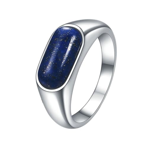 Beydodo Edelstahl Ringe Männer, Ring Personalisiert mit Naturstein Siegelring Partnerringe Herren Ringe Silber Nickelfrei Gr.54 (17.2) von Beydodo