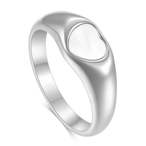 Beydodo Edelstahl Ringe Partner, Herren Ring Personalisiert Herz mit Muschel Freundschaftsring Silber Ringe für Männer Größe 57 (18.1) von Beydodo