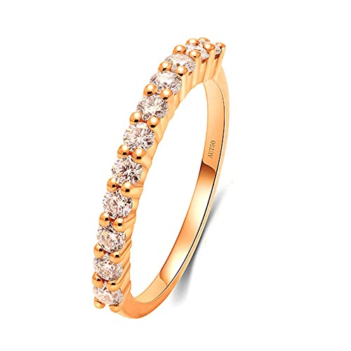 Beydodo Hochzeit Ringe Rotgold 750, Eheringe Damen Schmal mit 0.33ct Moissanit Verlobungsringe Fraun Ringe Personalisiert Nickelfrei Gr.48 von Beydodo