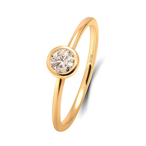 Beydodo Hochzeitsringe Gold 750 Damen, Ring Verlobung Solitär mit Moissanit 0.3ct Trauringe Eheringe Nickelfrei Gr.57 (18.1) von Beydodo