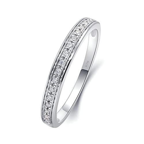 Beydodo Hochzeitsringe Weißgold 585 Damen, Ring Verlobung Schmal mit 0.88ct Diamant Bandring Trauringe Eheringe Nickelfrei Gr.63 von Beydodo