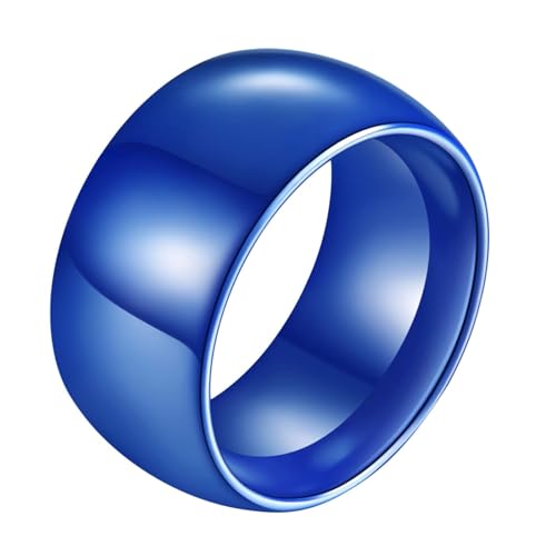 Beydodo Keramik Ringe Partner, Herren Ring Personalisiert 11MM Glänzend Bandring Freundschaftsring Blau Ringe für Männer Größe 54 (17.2) von Beydodo