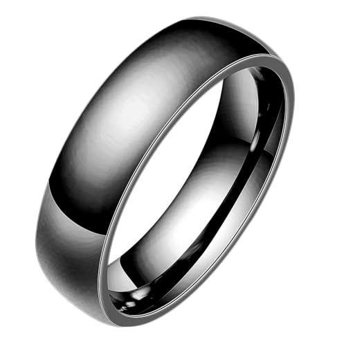 Beydodo Ringe Edelstahl Männer Frauen, Unisex Ring Personalisiert 5MM Glatt Bandring Freundschaftsringe Schwarz Ringe Nickelfrei Gr.52 (16.6) von Beydodo