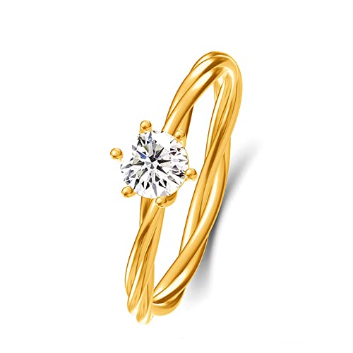 Beydodo Ringe Gold 750 Damen, Verlobungsring Solitär mit 0.5ct Moissanit Hochzeit Ringe Frauen Eheringe Nickelfrei Größe 48 von Beydodo