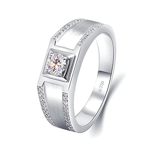 Beydodo Ringe für Herren 750 Weißgold, Trauringe 4-Steg-Krappenfassung mit 0.3ct Moissanit Weißgold Ringe Verlobung und Hochzeit Gr.51 von Beydodo