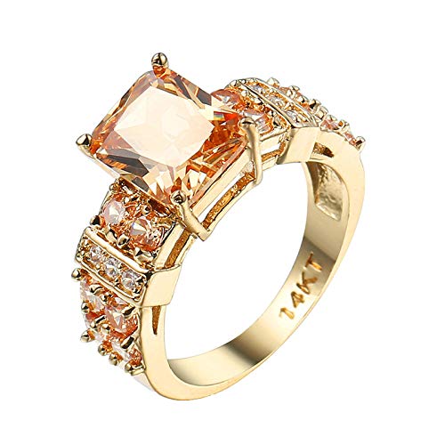 Beydodo Trauring mit Stein Vergoldet, Verlobungsring Frauen Solitärring mit Orange Zirkonia Gold Ringe Hochzeit Eheringe Nickelfrei Gr.54 (17.2) von Beydodo