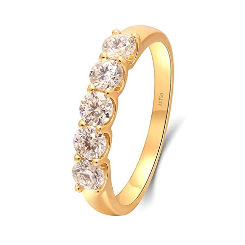 Beydodo Verlobungsring Damen Gold 585, Hochzeit Ringe mit 5 Steine 0.5ct Moissanit Eheringe Trauringe Nickelfrei Größe 49 (15.6) von Beydodo