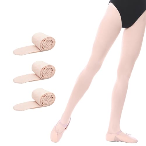 Bezioner 3 Paar Kinder Ballett Strumpfhose Tanzstrumpfhose mit Fuss fur Kinder und Damen, Apricot, 3 Paar,S von Bezioner