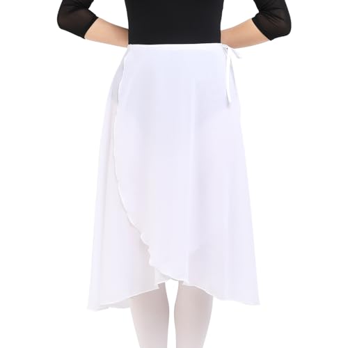 Bezioner Wickelrock Damen Lang Tanzrock Damen Ballettrock aus Chiffon Mit Verstellbares Taillenband für Erwachsene Frauen Weiß Bezioner Wickelrock Damen Lang Tanzrock Damen Ballettrock aus Chiffon Mit Verstellbares Taillenband für Erwachsene Frauen Weiß von Bezioner