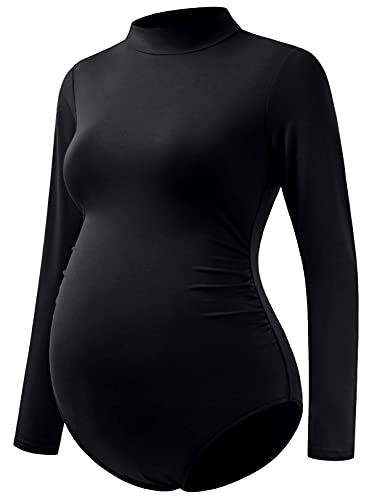 Bhome Umstandsshirt mit Stehkragen, langärmeliger Body für Schwangere, Fotoshootings, Schwarz, M Bhome Umstandsshirt mit Stehkragen, langärmeliger Body für Schwangere, Fotoshootings, Schwarz, M von Bhome