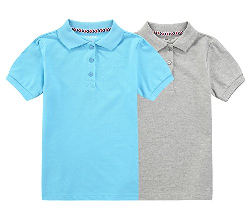 BIENZOE Mädchen Antimikrobiell Kurzes Hülsen 2pc Polo Satz blau/grau 6/6X von BIENZOE