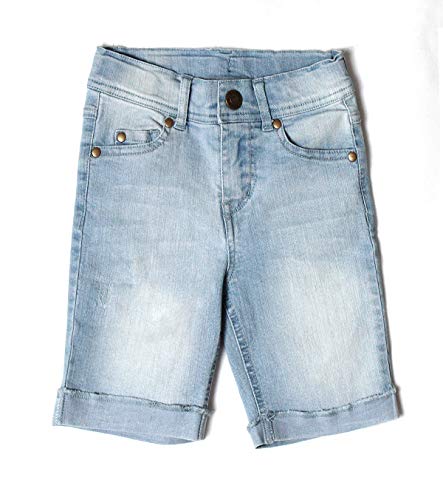 BIENZOE Mädchen Baumwolle Dehnbar Jeans-Shorts Rein Blau 7 von BIENZOE