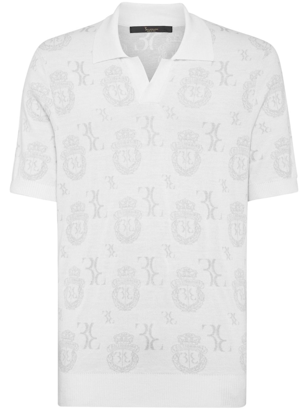 Billionaire Poloshirt mit Wappen-Jacquardmuster - Weiß von Billionaire