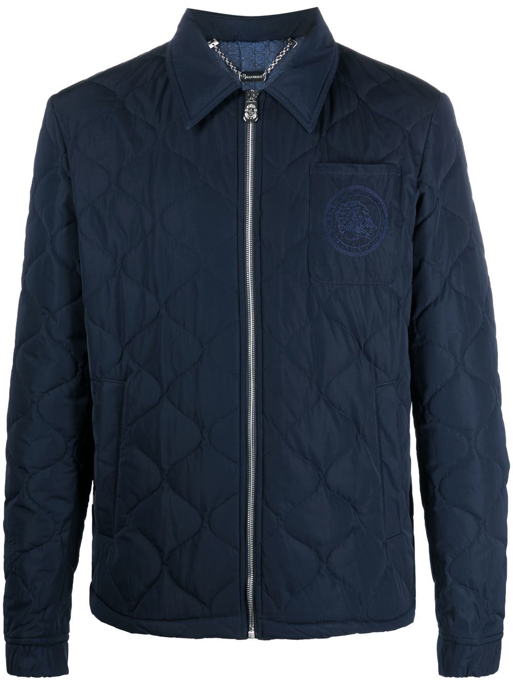 Billionaire Gesteppter Windbreaker mit Stickerei - Blau von Billionaire