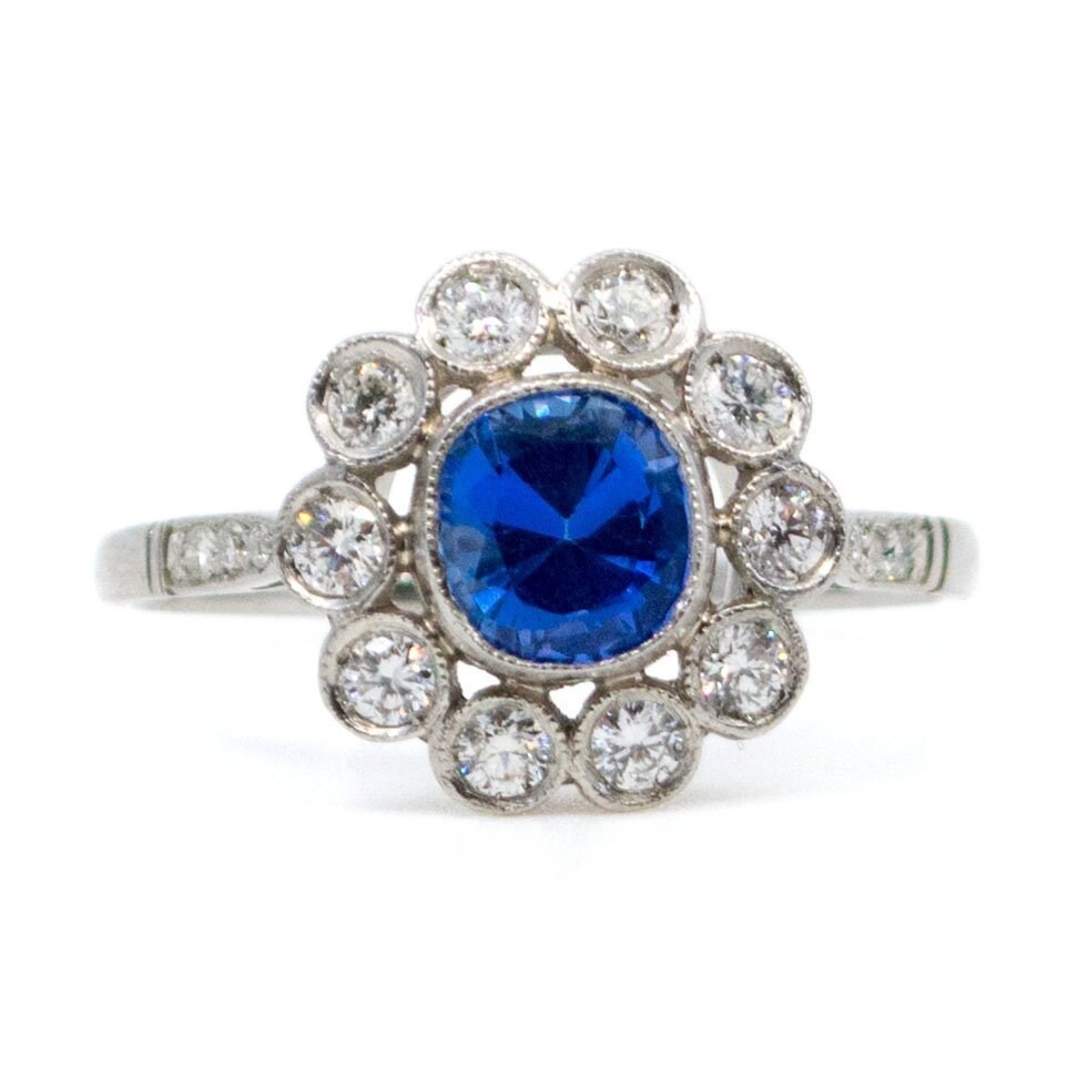 Diamant-Saphir Platin Cluster-Ring 8542-4945 von Binenbaum