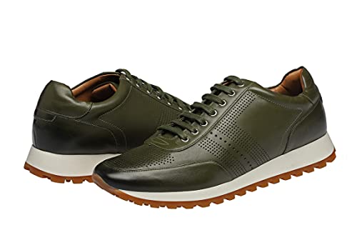 Elegante Herren Business Leder-Sneaker in grün | hochwertiges Herrenschuhe im Running Shoe-Look | optimale Dämpfung, besonders leicht (Numeric_43) von Bioflex