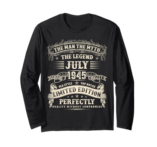 80 Jahre alt Geburtstag Geschenke für Männer Juli 1945 80. Geburtstag Langarmshirt 80 Jahre alt Geburtstag Geschenke für Männer Juli 1945 80. Geburtstag Langarmshirt von Birthday July Vintage Gifts For Men And Women