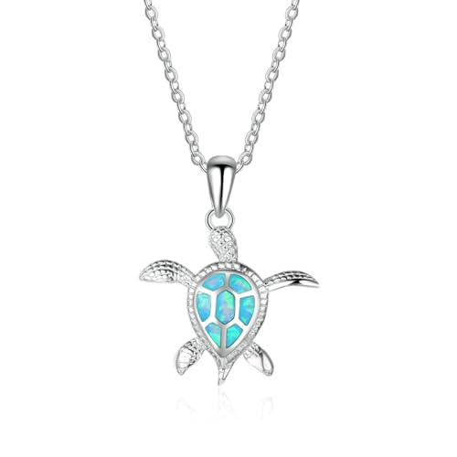 Bishilin Halskette Damen 45CM, Kette Silber 925 Charms Anhänger Schildkröte mit Opal Halskette Personalisiert für Frauen von Bishilin