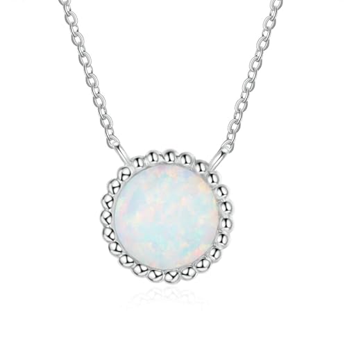 Bishilin Kette Damen Silber 925 Personalisiert, Halskette Anhänger Sonnenblume mit Opal Kett Silber 50CM für Charms von Bishilin