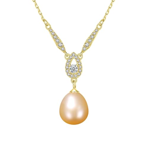 Bishilin Kette mit Anhänger Gold 750, Halskette Damen 45CM Charms Anhänger Tropfen mit Rosa Perle und Diamant Kette Hochzeit Braut für Charms Bishilin Kette mit Anhänger Gold 750, Halskette Damen 45CM Charms Anhänger Tropfen mit Rosa Perle und Diamant Kette Hochzeit Braut für Charms von Bishilin