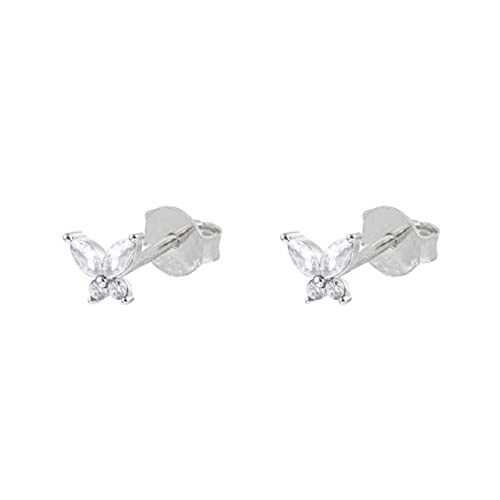 Bishilin Ohrringe Damen 925 Silber, Ohrstecker Nordisch Schmetterling mit Weiß Zirkonia Silber Ohrringe Nickelfrei Modeschmuck von Bishilin