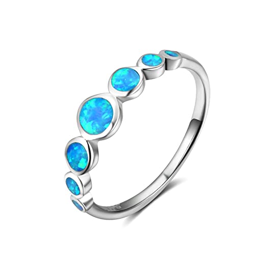 Bishilin Silber Ringe 925 Frauen mit Stein, Trauringe Damen mit Blau Opal Partnerring Eheringe Nickelfrei Größe 52 (16.6) von Bishilin