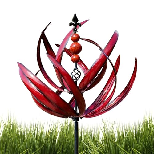 Metall Windrad Lotus, Harlow Magische Windmühle, Windrad Für Draußen, Yard Spinne Auf Einsätzen Um 360Grad Drehbare, Höhe 90cm Blumenstecker Kinetische Skulptur Für Hof Und Garten Metall Windrad Lotus, Harlow Magische Windmühle, Windrad Für Draußen, Yard Spinne Auf Einsätzen Um 360Grad Drehbare, Höhe 90cm Blumenstecker Kinetische Skulptur Für Hof Und Garten von Bitong