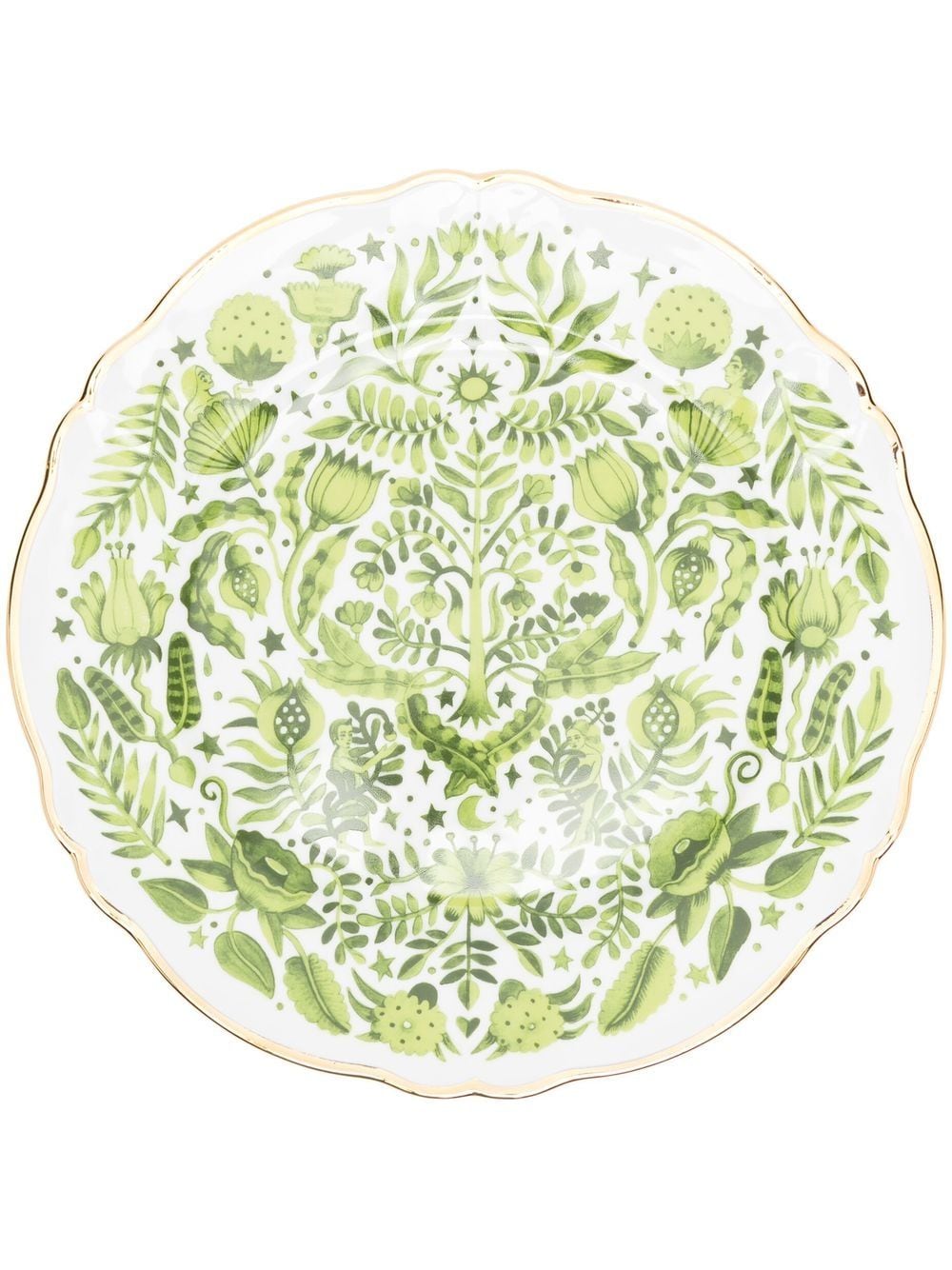 Bitossi Home Rundes Tablett aus Porzellan mit Blumen-Print - Grün von Bitossi Home