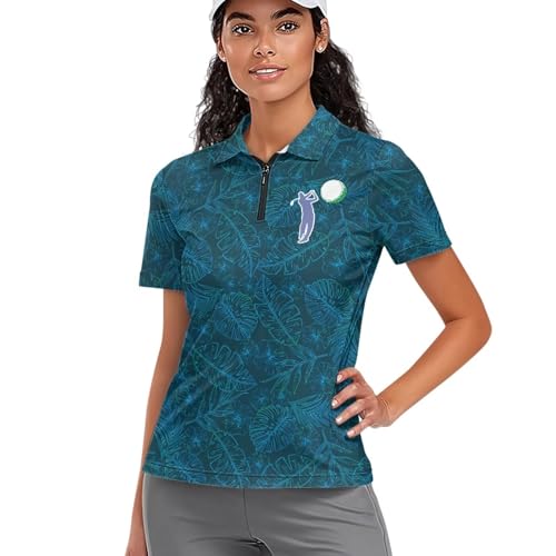 Biyejit Damen-Poloshirt, kurzärmelig, Reißverschluss, Golf, Tennis, leicht, Arbeit, Sport, Training, Größe XS-2XL, Blue Golf, S Biyejit Damen-Poloshirt, kurzärmelig, Reißverschluss, Golf, Tennis, leicht, Arbeit, Sport, Training, Größe XS-2XL, Blue Golf, S von Biyejit