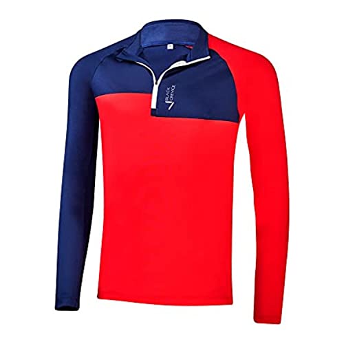 Black Crevice Herren Zipper Funktionsshirt, Navy/rot, XL von Black Crevice